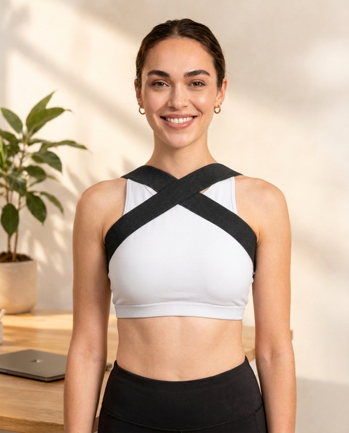 Posteva, correcteur de posture porté de face
